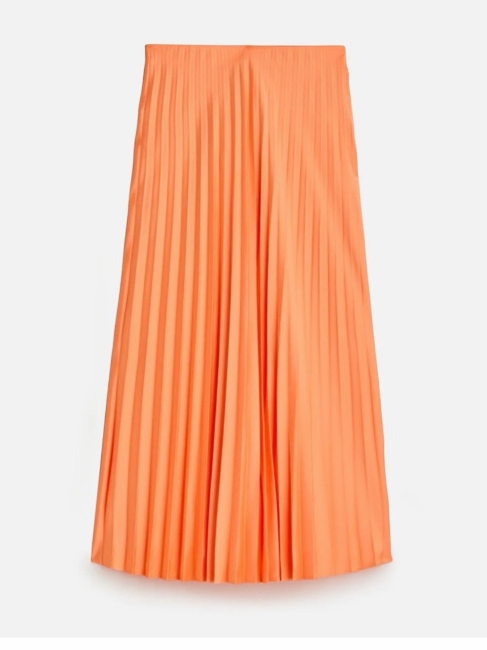 J. Crew Bright Orange Pleated Pull-On Midi Skirt